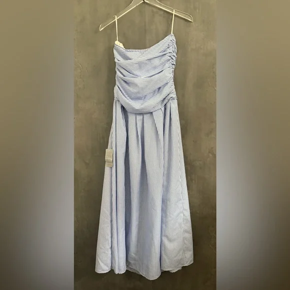 PETAL & PUP AVALEE STRAPLESS MAXI DRESS - BLUE STRIPE XS B371 - Picture 6 of 7